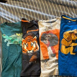 Set of 4 Tea Collection Animal Graphic T-Shirts size 7 and 8 youth